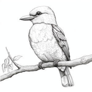 Detailed Realistic Kookaburra Coloring Sheets 4