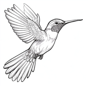 Detailed Realistic Ruby Throated Hummingbird Coloring Pages 1