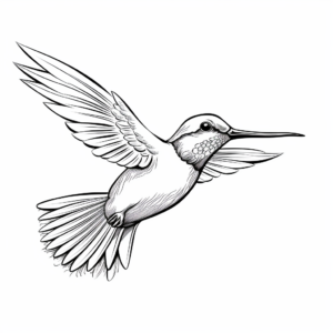 Detailed Realistic Ruby Throated Hummingbird Coloring Pages 3