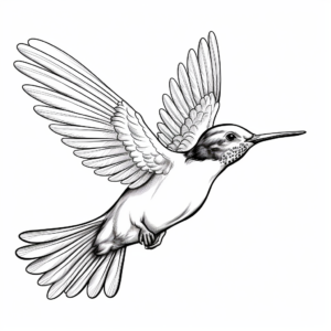 Detailed Realistic Ruby Throated Hummingbird Coloring Pages 4