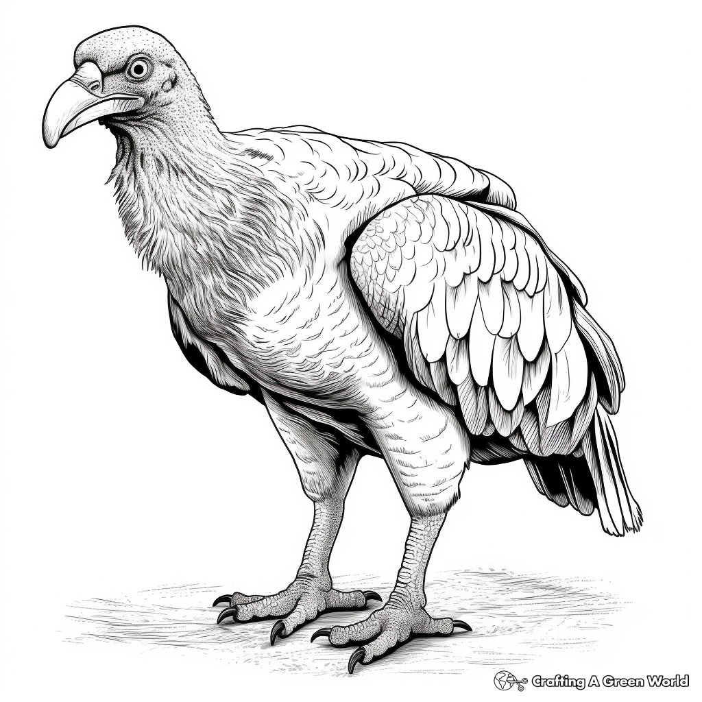 Detailed Red-Headed Vulture Coloring Pages for Adults 2