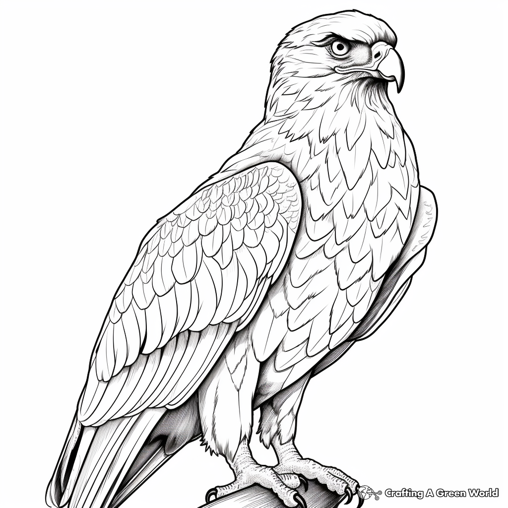 Detailed Red Tailed Hawk Coloring Sheets for Adults 2