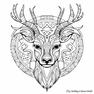 Detailed Reindeer Mandala Coloring Pages for Adults 1