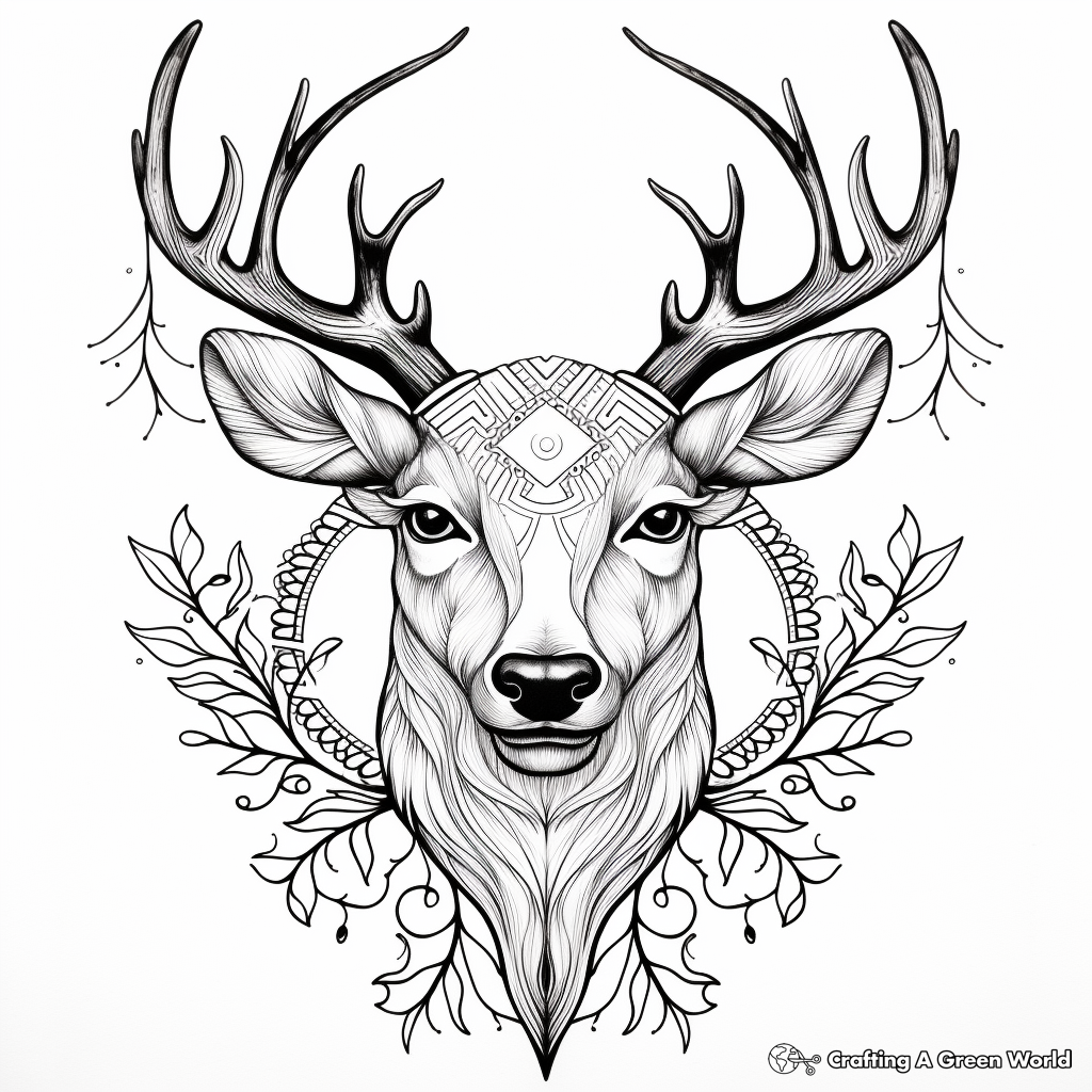 Detailed Reindeer Mandala Coloring Pages for Adults 4