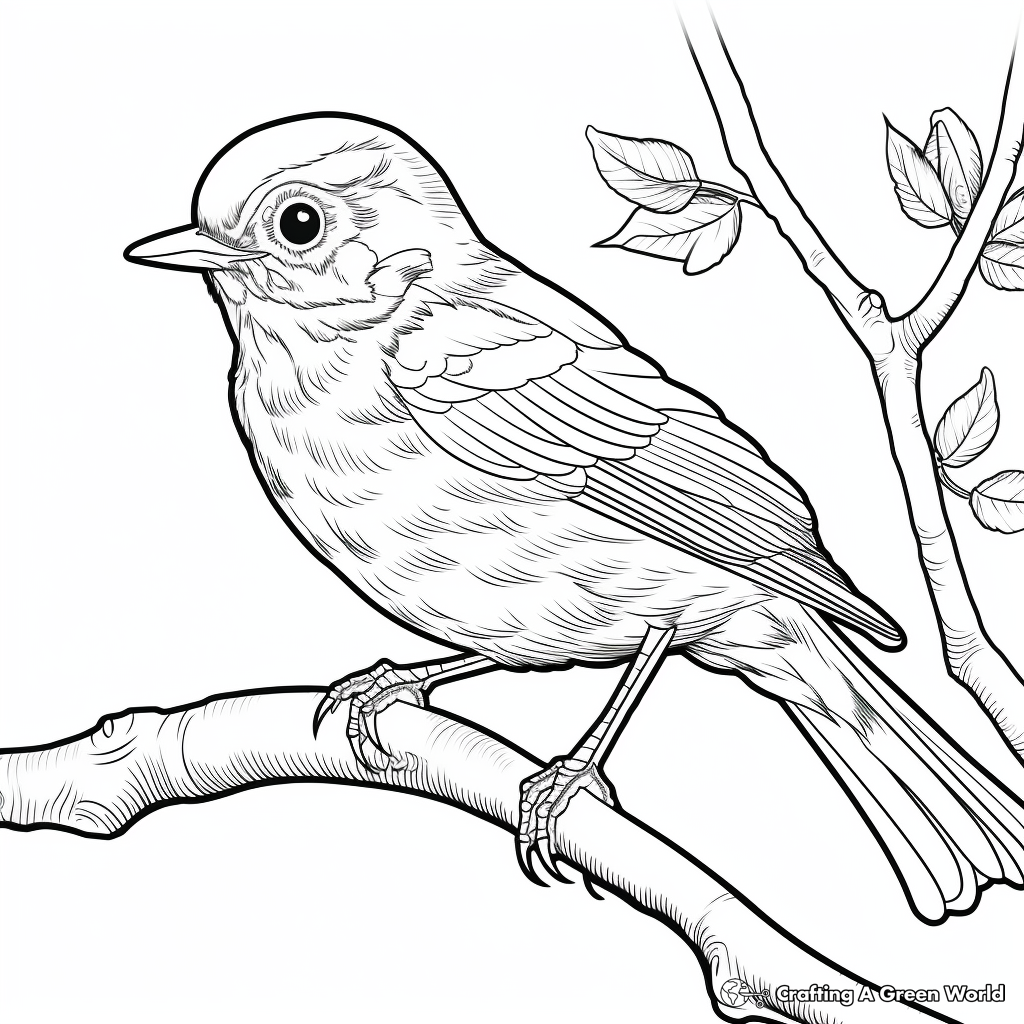 Detailed Robin Coloring Sheets for Adults 4
