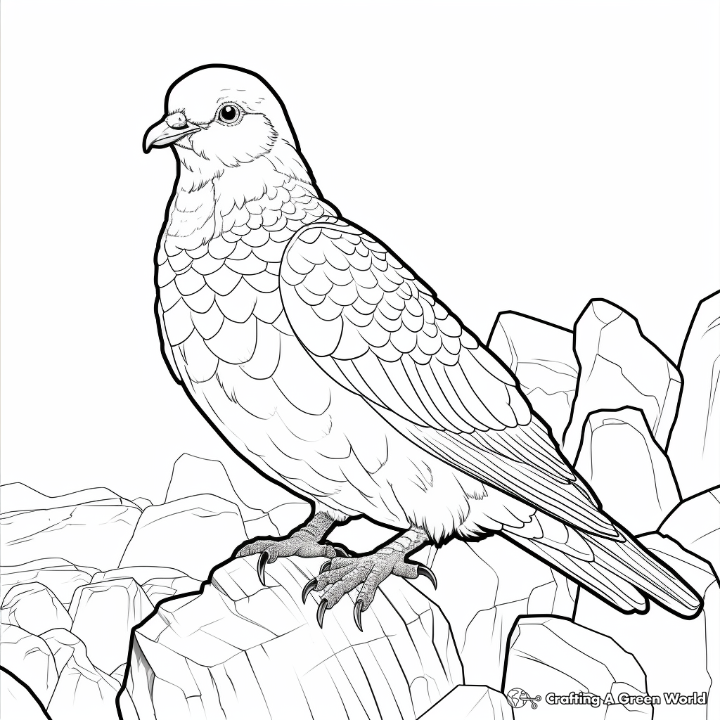 Detailed Rock Pigeon (aka Rock Dove) Coloring Pages for Adults 3