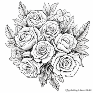 Detailed Rose Bouquet Coloring Pages 1