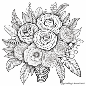 Detailed Rose Bouquet Coloring Pages 3