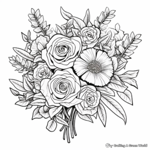 Detailed Rose Bouquet Coloring Pages 4