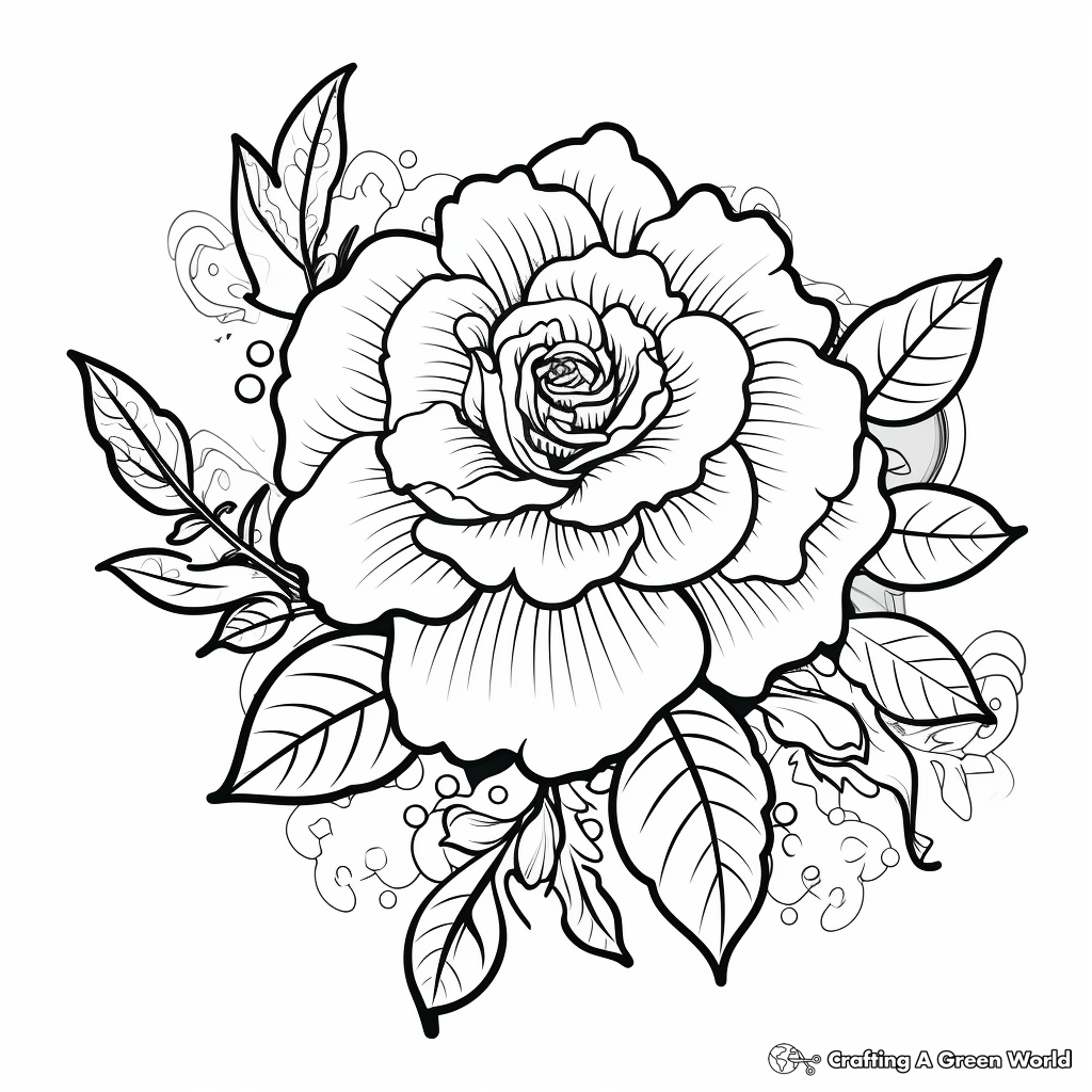 Detailed Rose Flower Coloring Pages 1