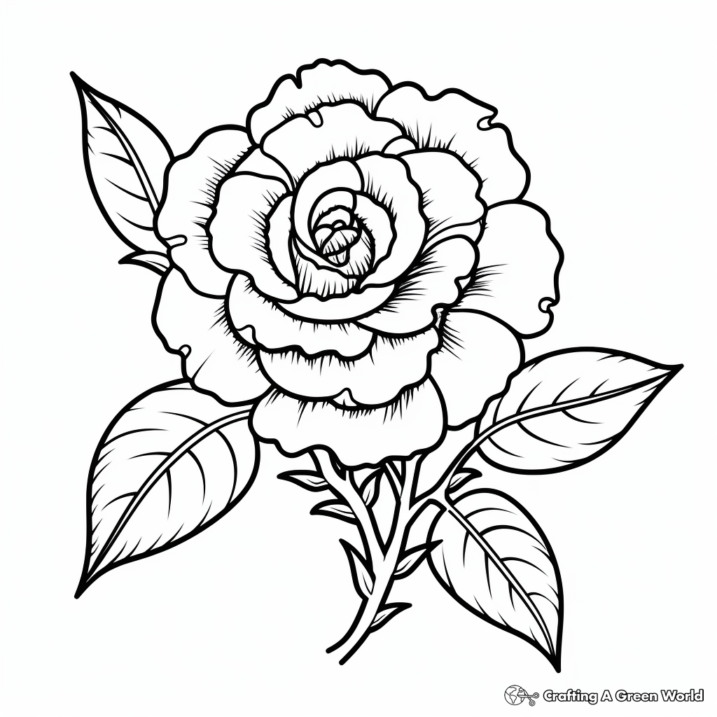 Detailed Rose Flower Coloring Pages 3