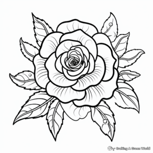Detailed Rose Flower Coloring Sheets for Adults 1