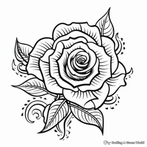 Detailed Rose Flower Coloring Sheets for Adults 3