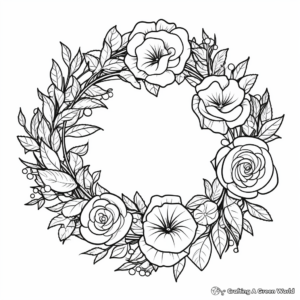 Detailed Rose Wreath Coloring Pages 1