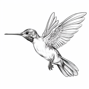 Detailed Ruby-Throated Hummingbird Coloring Pages 1