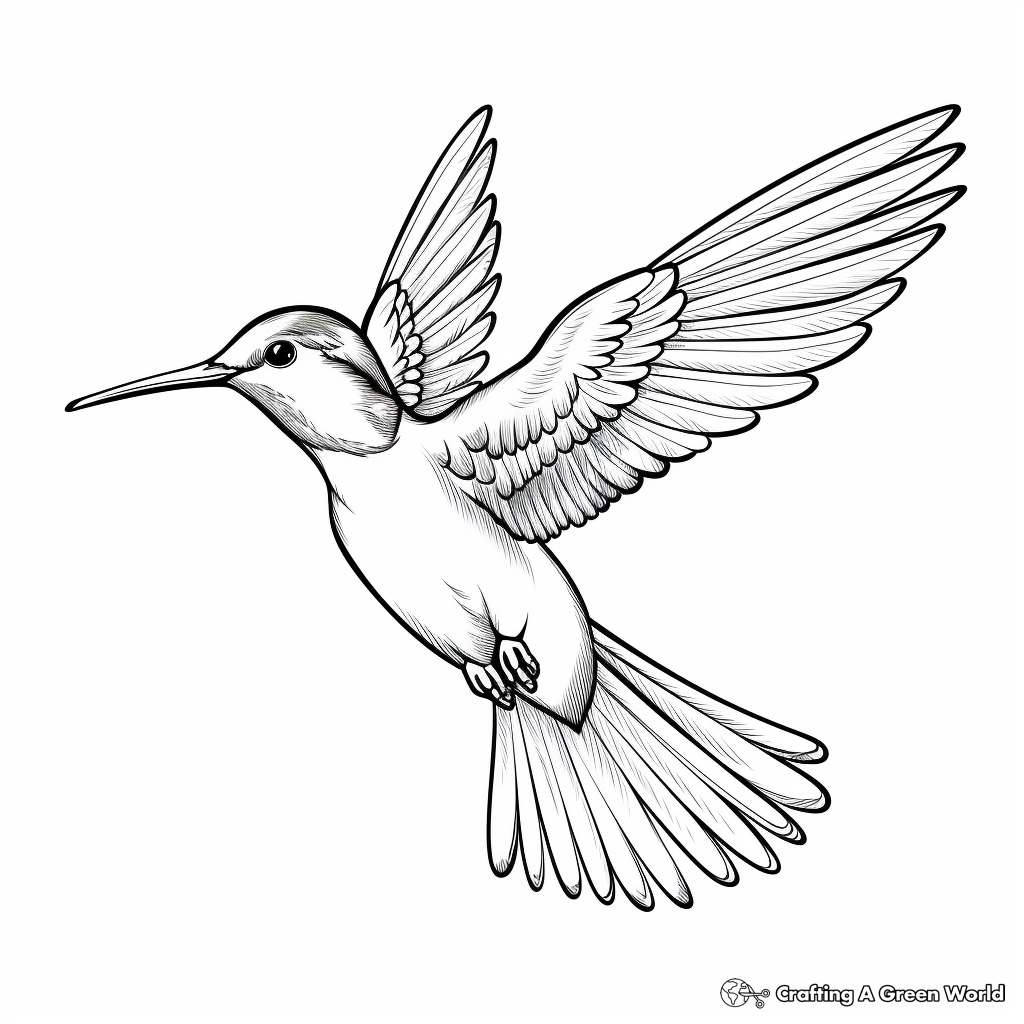 Detailed Ruby-Throated Hummingbird Coloring Pages 2