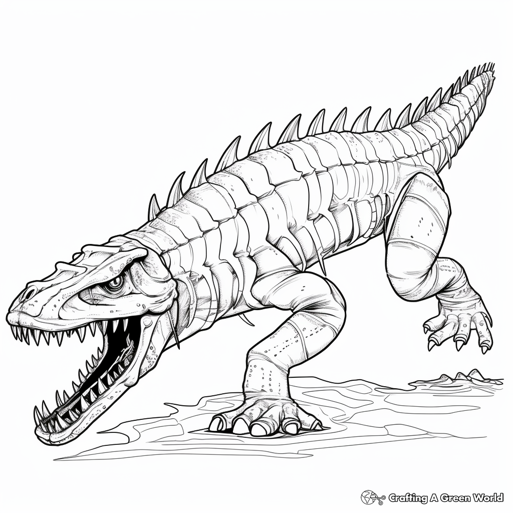 Detailed Sarcosuchus Skeleton Coloring Pages 1
