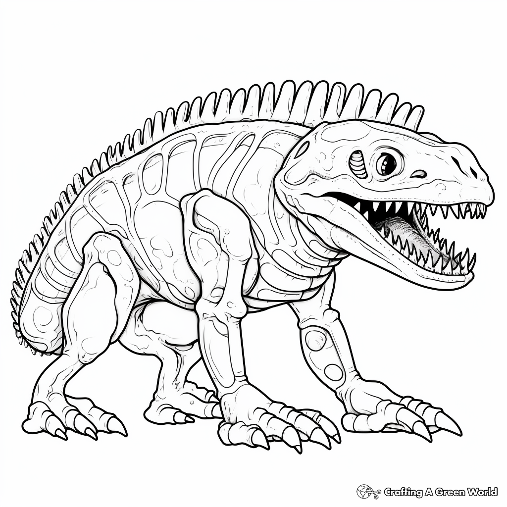 Detailed Sarcosuchus Skeleton Coloring Pages 4