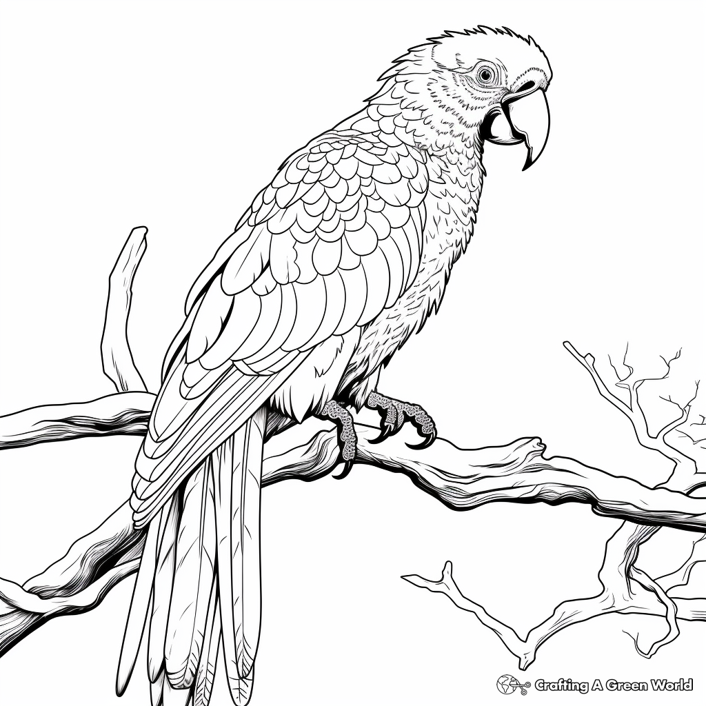 Detailed Scarlet Macaw Coloring Pages for Adults 1