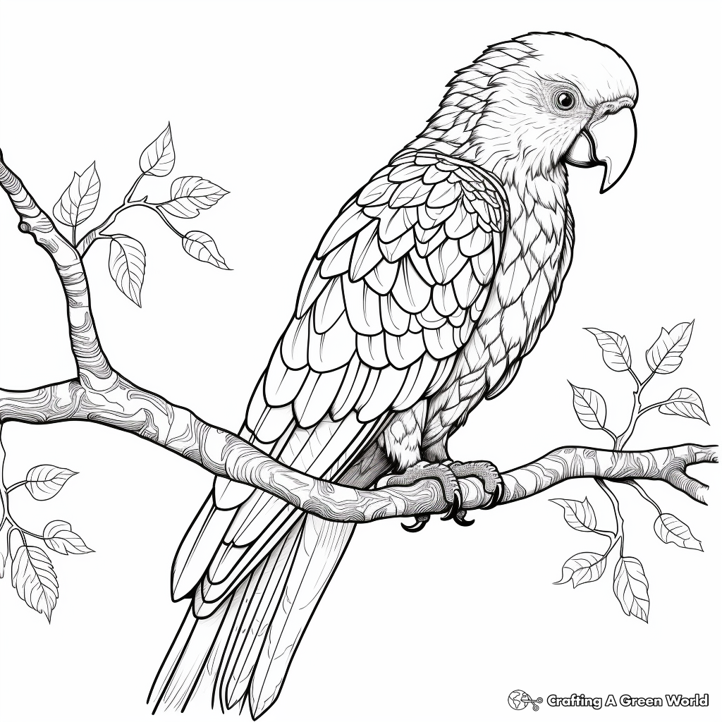 Detailed Scarlet Macaw Coloring Pages for Adults 3