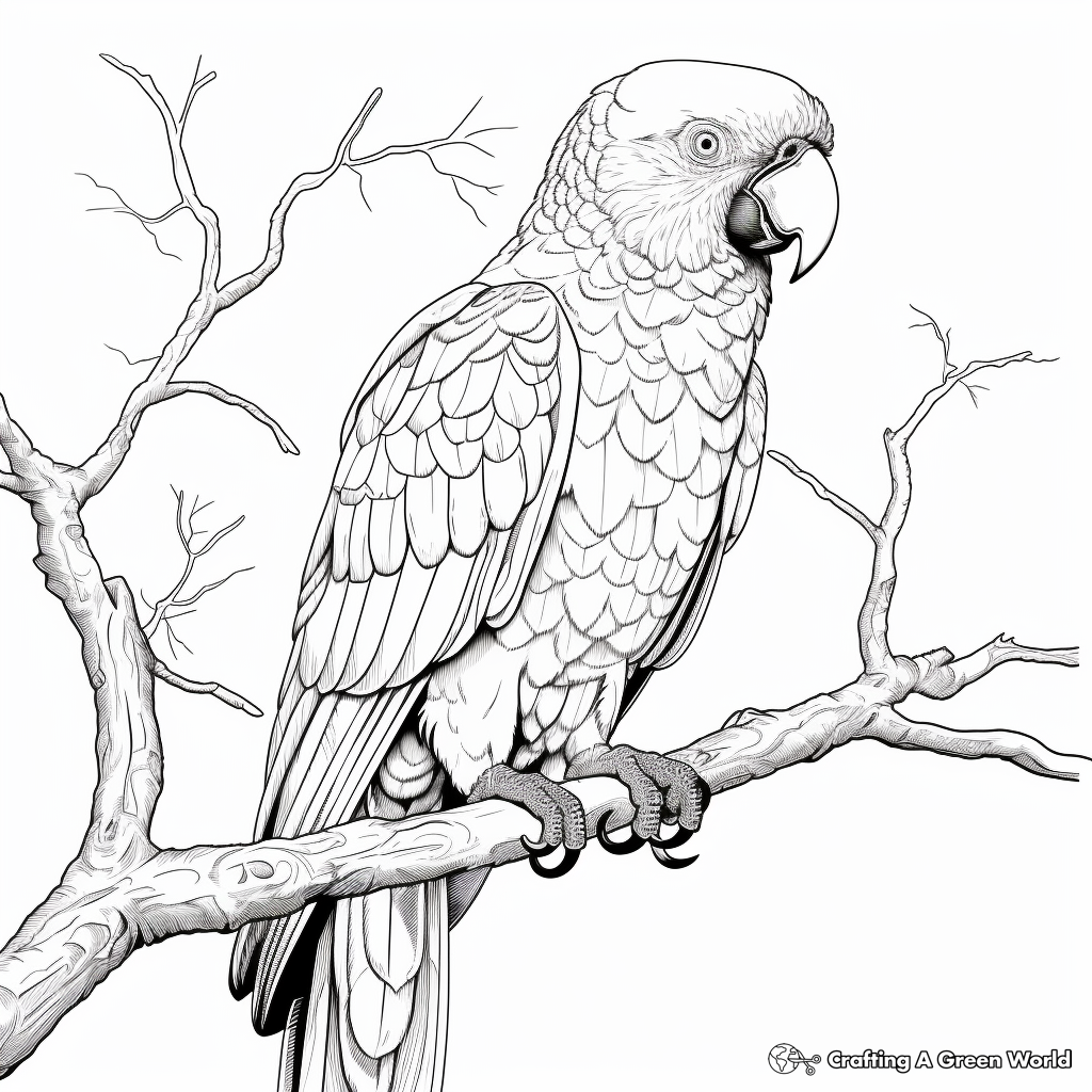 Detailed Scarlet Macaw Coloring Pages for Adults 4