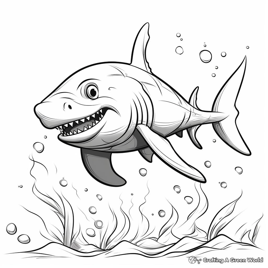 Detailed Shark Cartoon Coloring Pages 1