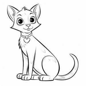 Detailed Siamese Cat Poses Coloring Pages for Adults 4