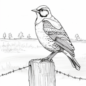 Detailed Sketch Western Meadowlark Coloring Page 1