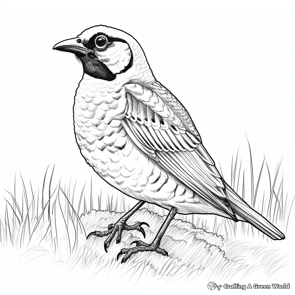 Detailed Sketch Western Meadowlark Coloring Page 3