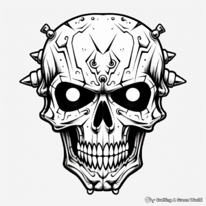 Detailed Skull Head Coloring Sheets for Adults 1