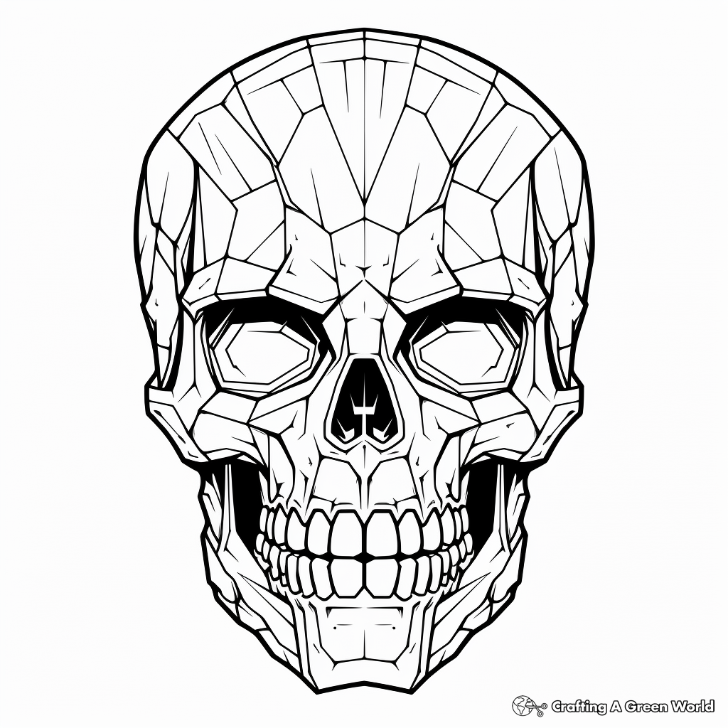 Detailed Skull Head Coloring Sheets for Adults 2