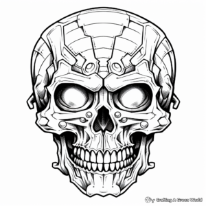 Detailed Skull Head Coloring Sheets for Adults 3