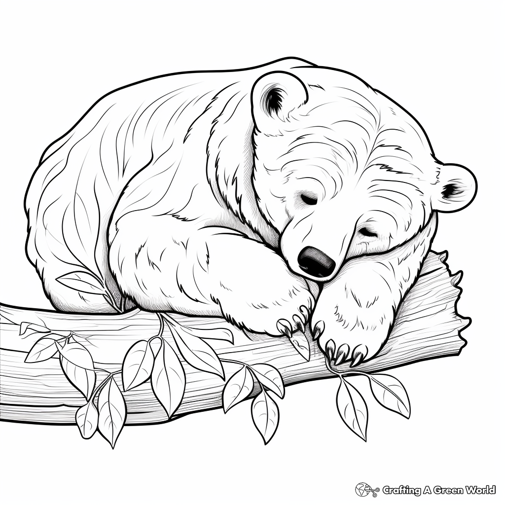Detailed Sleeping Black Bear Coloring Pages 1
