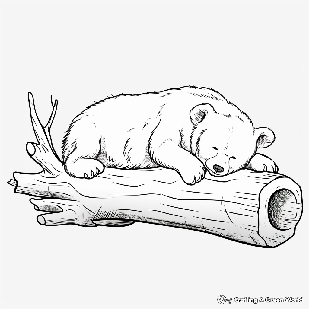 Detailed Sleeping Black Bear Coloring Pages 2
