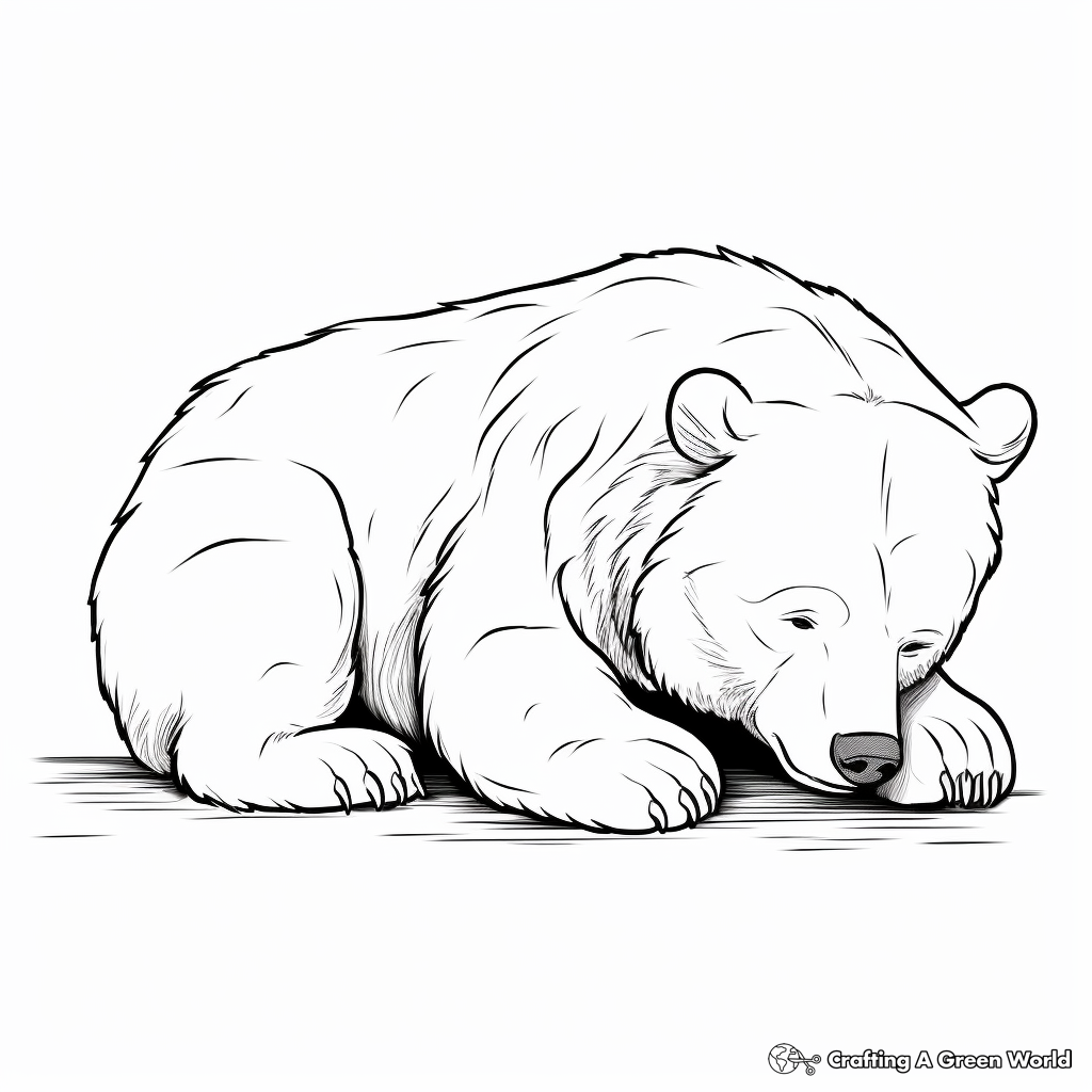 Detailed Sleeping Black Bear Coloring Pages 3