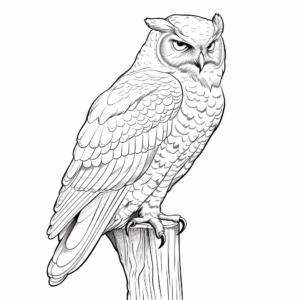 Detailed Snowy Owl Coloring Sheets for Adults 2