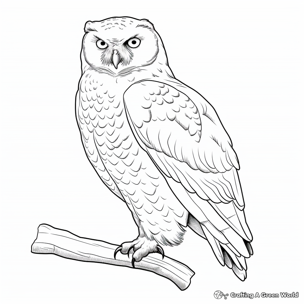 Detailed Snowy Owl Coloring Sheets for Adults 3