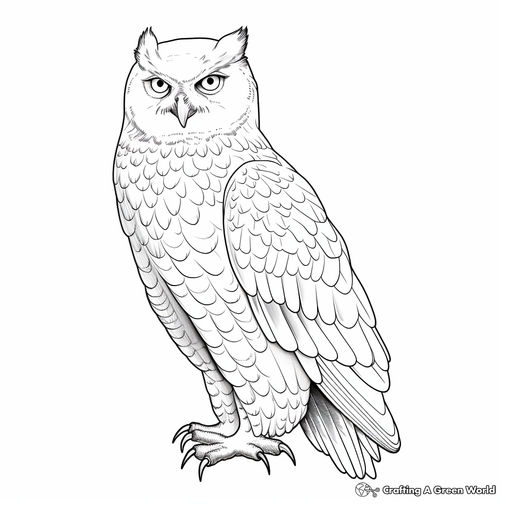 Detailed Snowy Owl Coloring Sheets for Adults 4
