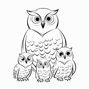 Detailed Snowy Owl Family Coloring Sheets 2