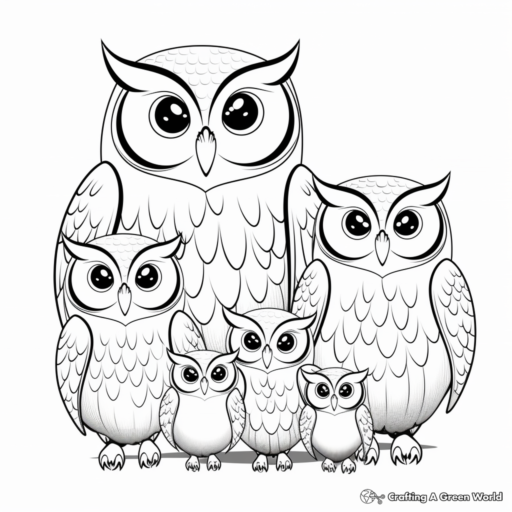 Detailed Snowy Owl Family Coloring Sheets 3