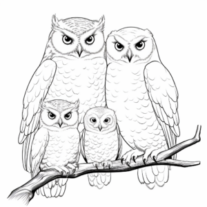 Detailed Snowy Owl Family Coloring Sheets 4