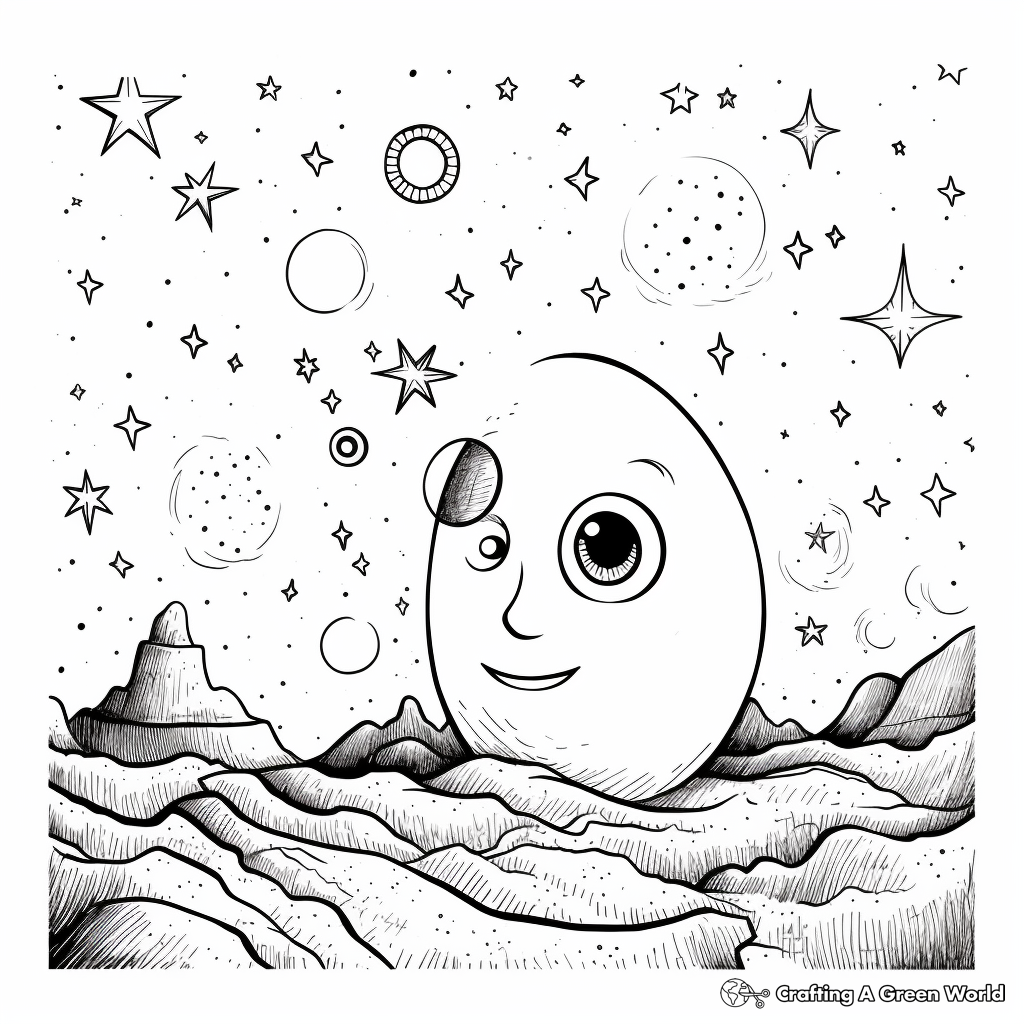 Detailed Solar and Lunar Eclipse Coloring Pages 1