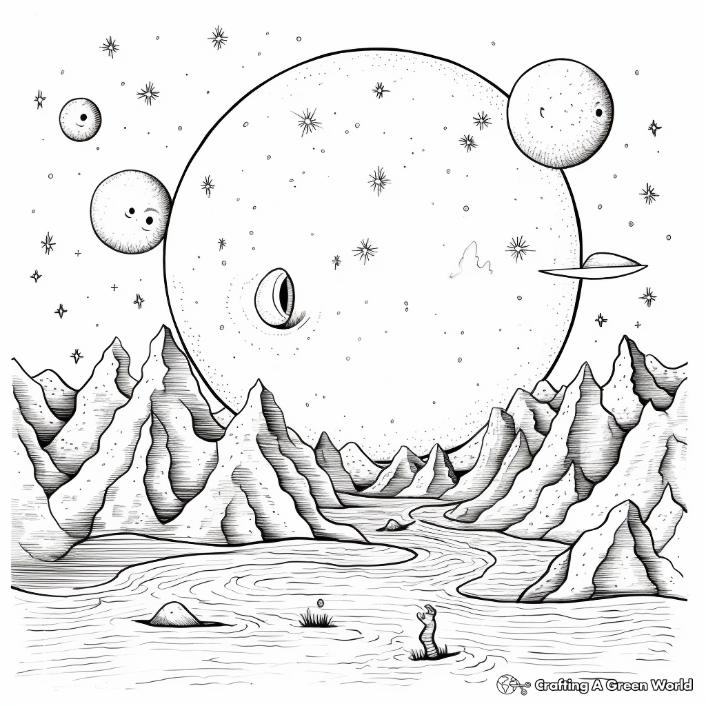 Detailed Solar and Lunar Eclipse Coloring Pages 3