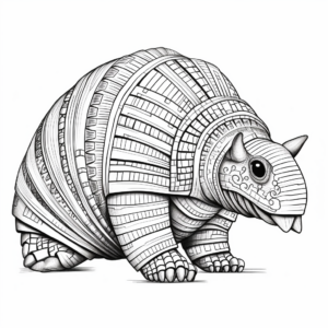 Detailed Southern Long-nosed Armadillo Coloring Pages 3