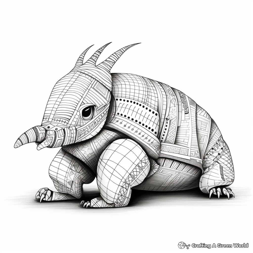 Detailed Southern Long-nosed Armadillo Coloring Pages 4