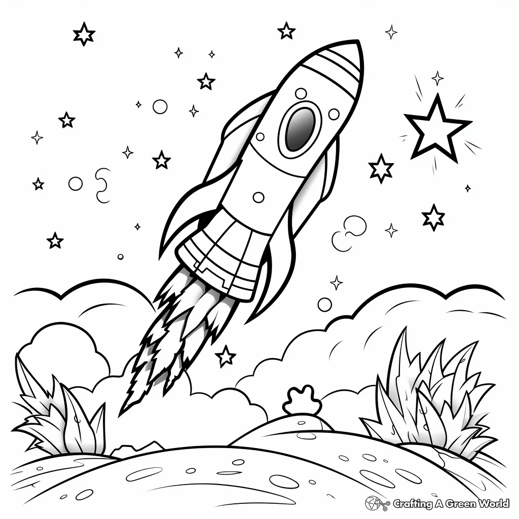 Detailed Space-themed Shooting Star Coloring Pages for Adults 1