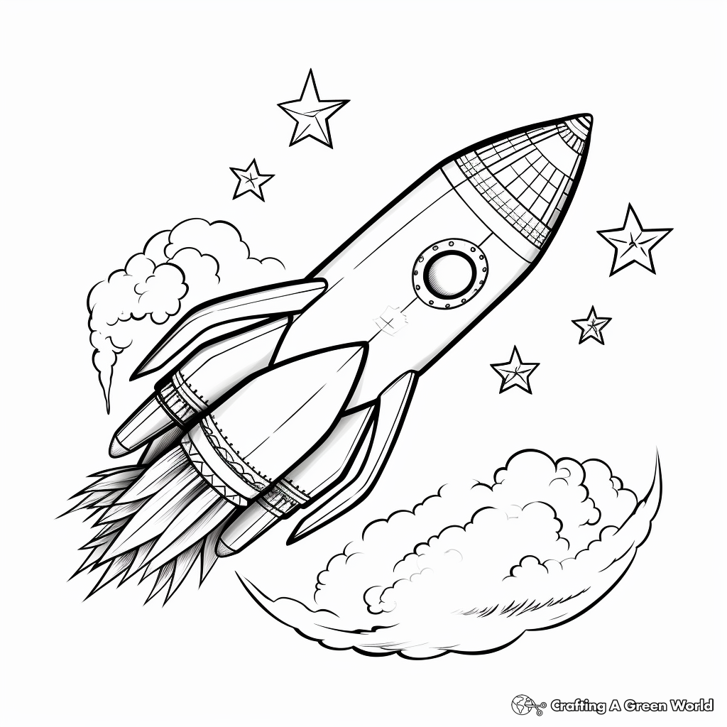 Detailed Space-themed Shooting Star Coloring Pages for Adults 4
