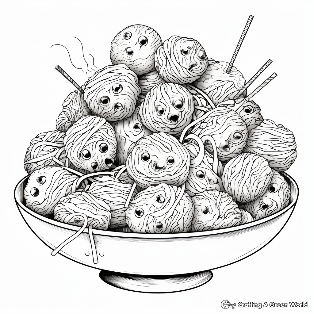 Detailed Spaghetti and Meatballs Coloring Pages 4