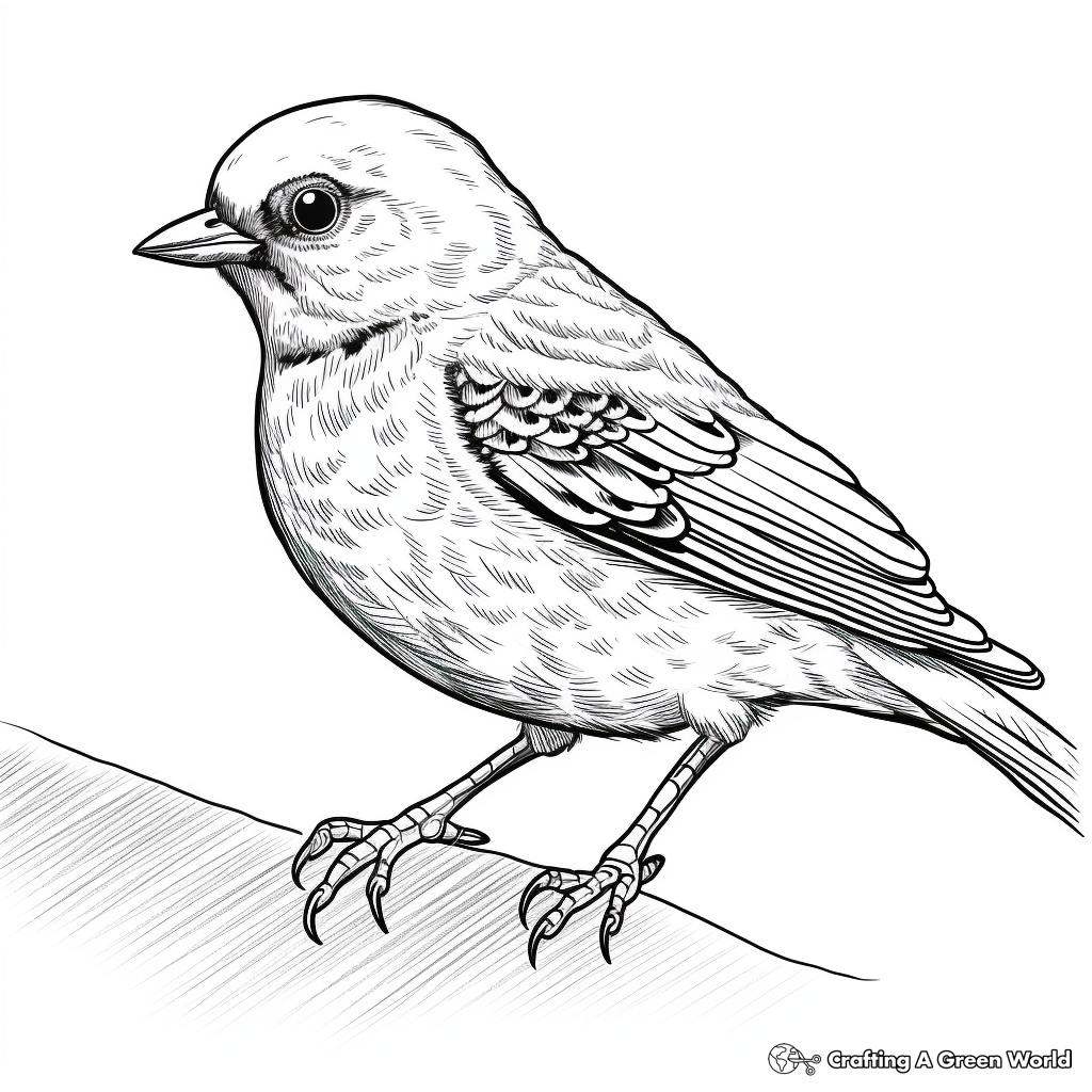 Detailed Sparrow Coloring Pages for Adults 1