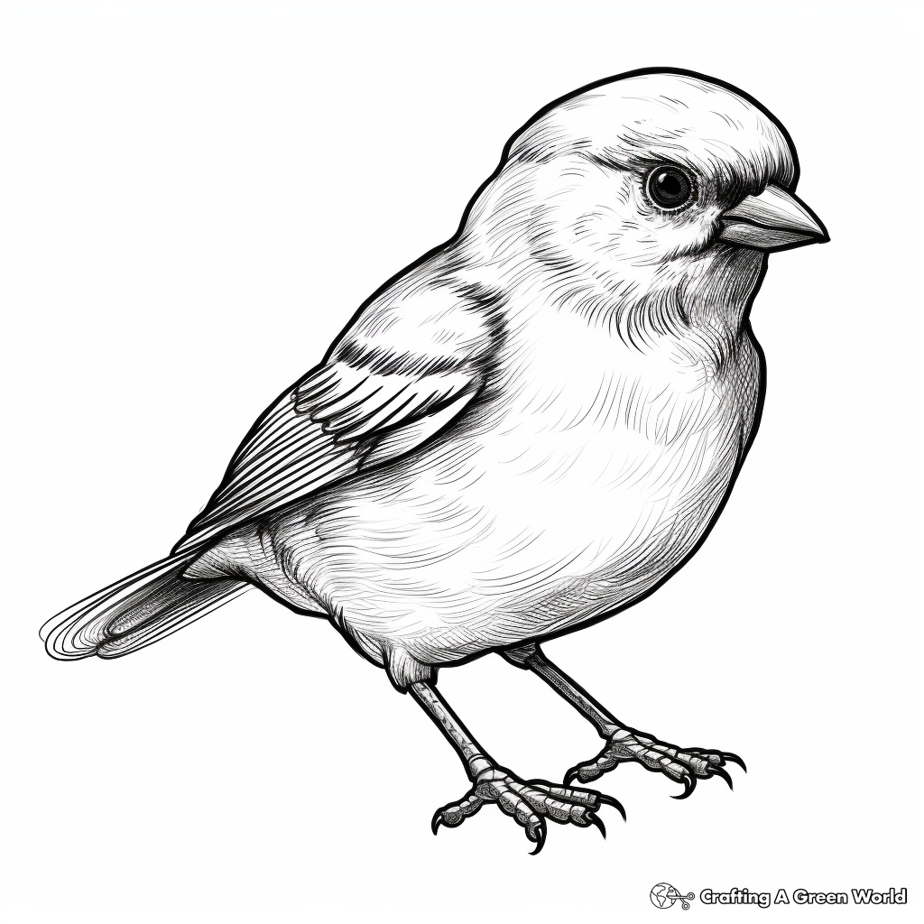 Detailed Sparrow Coloring Pages for Adults 3